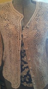 Gold lace crochet cardigan